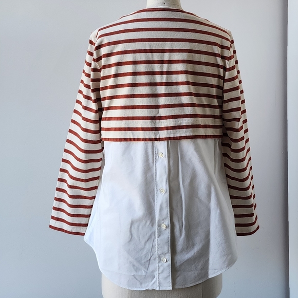 Veronica Beard Cotton Canvas Red Striped Top with White  Blouse SZ L - Picture 7 of 7